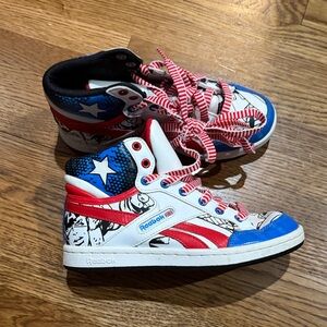 Reebok Kids' Red, Blue, and White Star Sneakers (captain America).